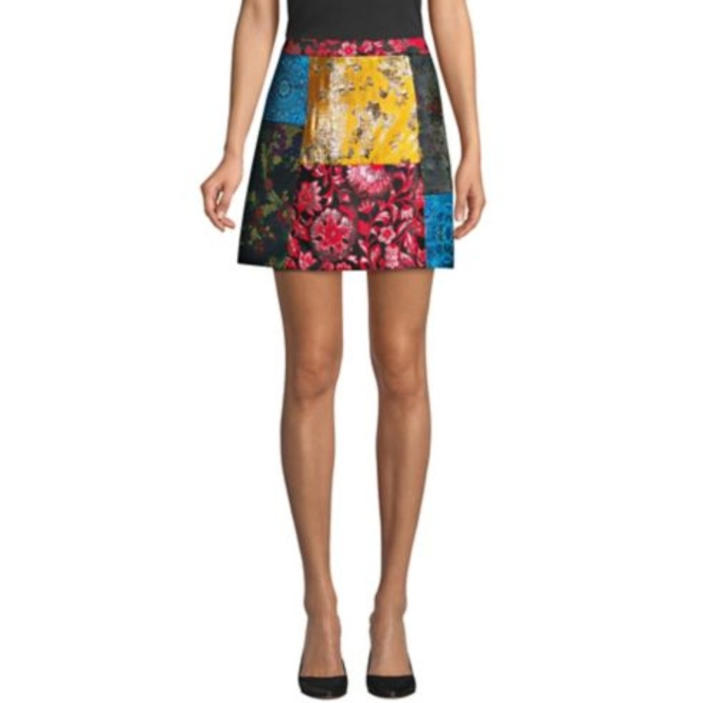 Alice + Olivia Riley Patchwork A-Line Skirt